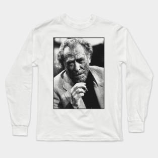Charles Bukowski - Vintage Pencil Drawing Style Long Sleeve T-Shirt