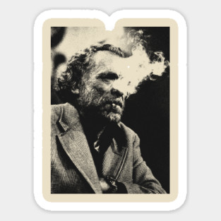 Charles Bukowski Smoke - Vintage Pencil Drawing Style Sticker