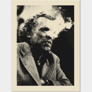 Charles Bukowski Smoke - Vintage Pencil Drawing Style Posters and Art