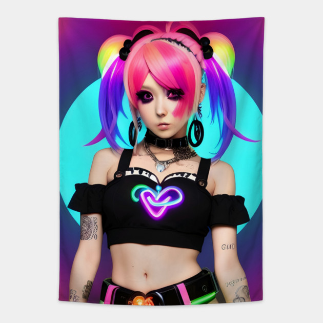 Hot cosplay Harajuku party kawaii girl Tapestry by animegirlnft