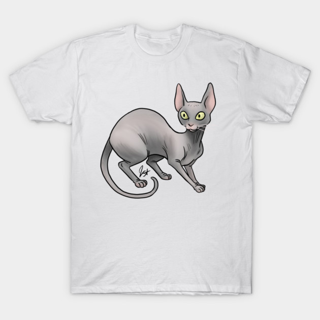 Cat - Sphinx Cat - Gray T-Shirt by Jen's Dogs Custom Gifts and Designs