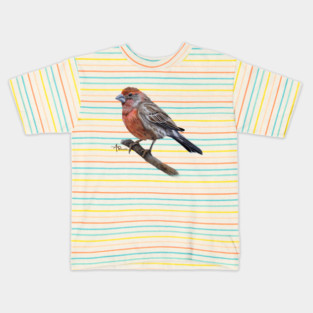 Perched Male House Finch Kids T-Shirt