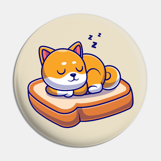 Cute Shiba Inu Dog Sleeping On Bread Cartoon Cute Shiba Inu Dog