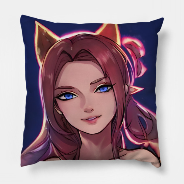 80s Neon Retrowave Anime Girl Pillow by animegirlnft