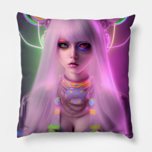 Neon Rave Party Cosplay Kawaii Girl Pillow
