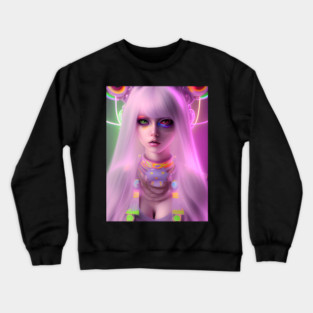 Neon Rave Party Cosplay Kawaii Girl Crewneck Sweatshirt