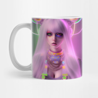Neon Rave Party Cosplay Kawaii Girl Mug