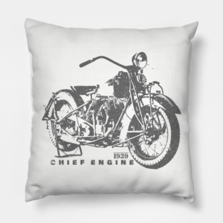 VINTAGE MOTORCYCLES I-CHIEF ENGINE 1939 Pillow