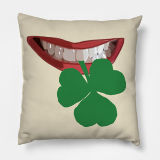 Mouth Biting Shamrock for St Patricks Day Pillow