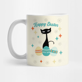 Atomic Era, Mid Century Modern Cat, Happy Easter Mug