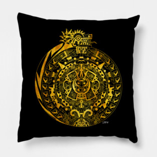 golden sun solatzo ecopop in teotihuacan aztec calendar art Pillow