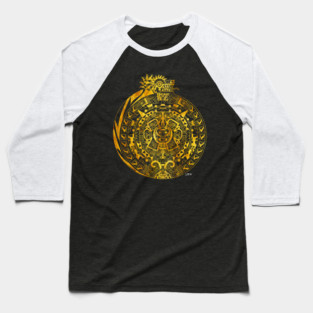golden sun solatzo ecopop in teotihuacan aztec calendar art Baseball T-Shirt