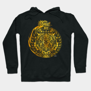 golden sun solatzo ecopop in teotihuacan aztec calendar art Hoodie