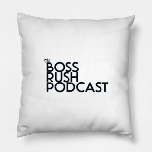 Boss Rush Podcast Logo Word Blue Pillow