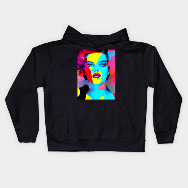 Pop Art Fashion Model Kids Hoodie by animegirlnft