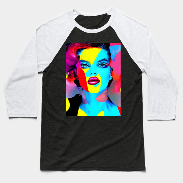 Pop Art Fashion Model Baseball T-Shirt by animegirlnft