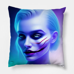Sad Girl with Joker's Smile Pillow
