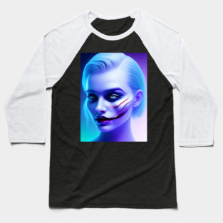 Sad Girl with Joker's Smile Baseball T-Shirt