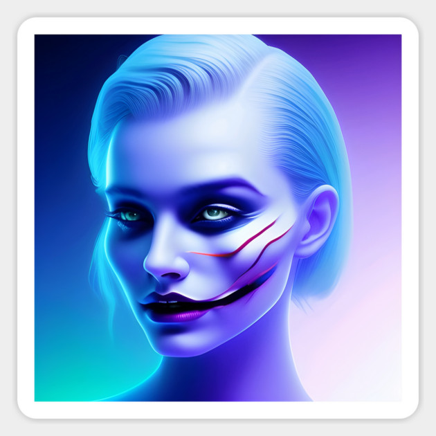 Sad Girl with Joker's Smile Sticker by animegirlnft