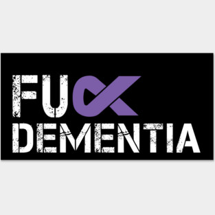 Fuck Dementia Awareness Gift Purple Ribbon Support Warrior Posters and Art