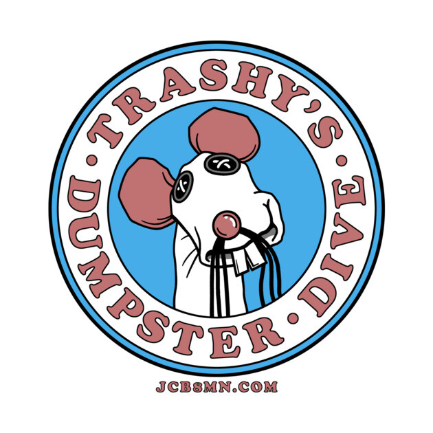 JC B8MN Trashy's Dumpster Dive Logo by Jen Bateman
