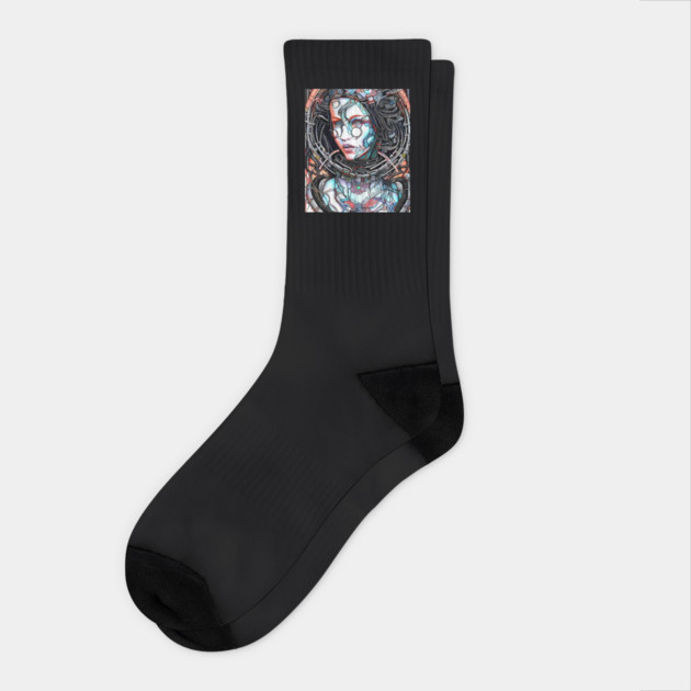 Artificial Intelligence Android Girl Socks by animegirlnft