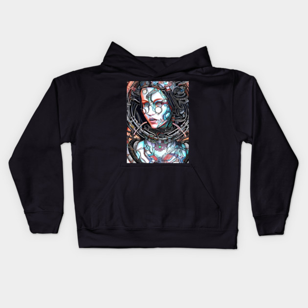Artificial Intelligence Android Girl Kids Hoodie by animegirlnft