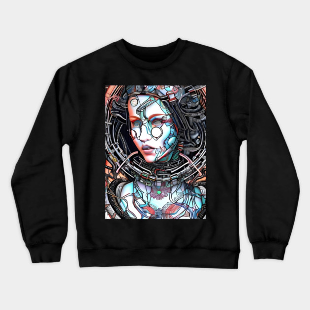 Artificial Intelligence Android Girl Crewneck Sweatshirt by animegirlnft