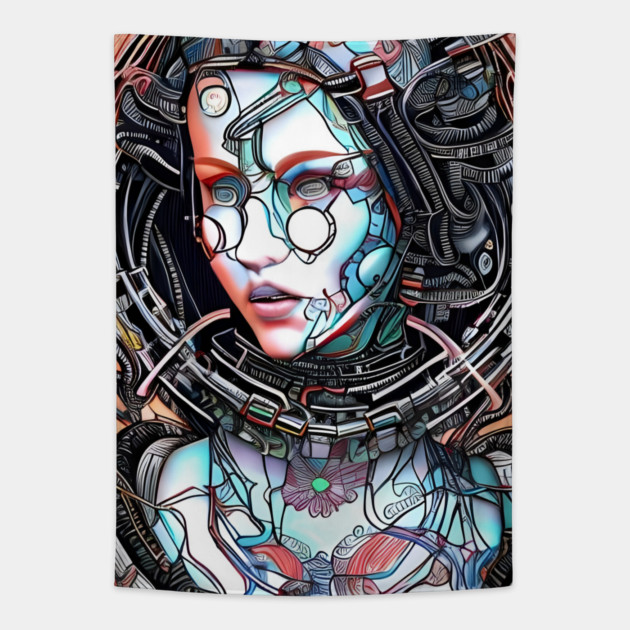 Artificial Intelligence Android Girl Tapestry by animegirlnft