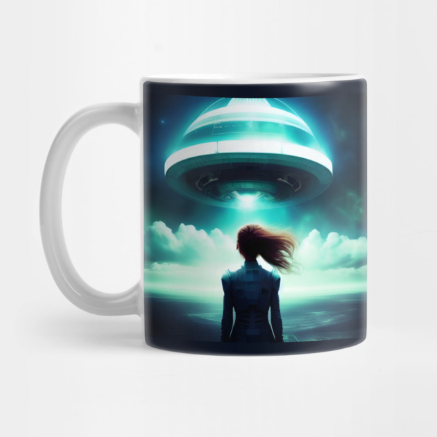 A girl looking at UFO in the sky by animegirlnft