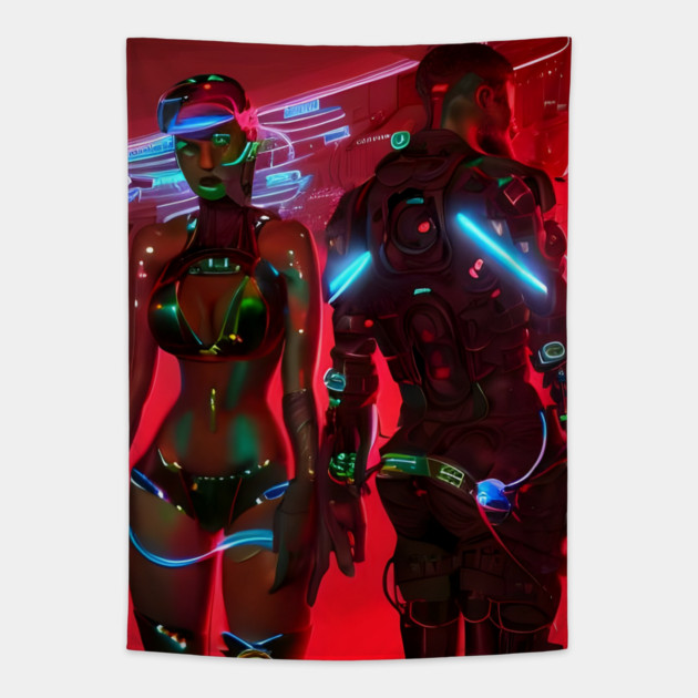 Cyber Love Soldier Tapestry by animegirlnft