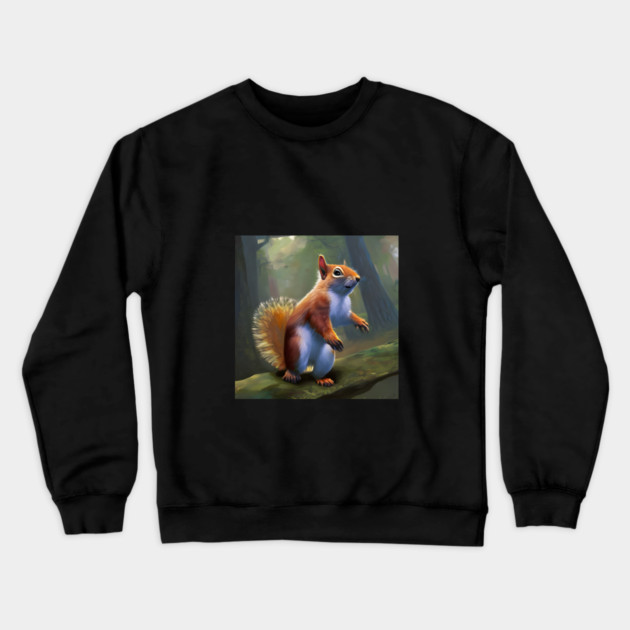 Squirrel Standing In Mountain Crewneck Sweatshirt by animegirlnft