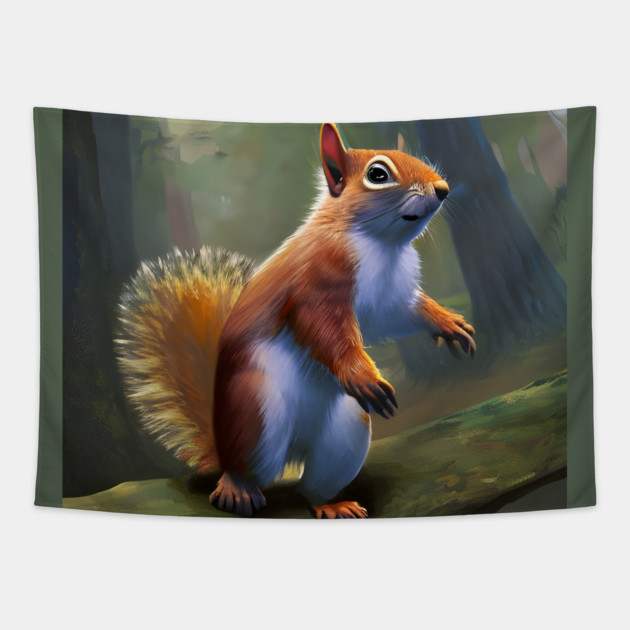 Squirrel Standing In Mountain Tapestry by animegirlnft