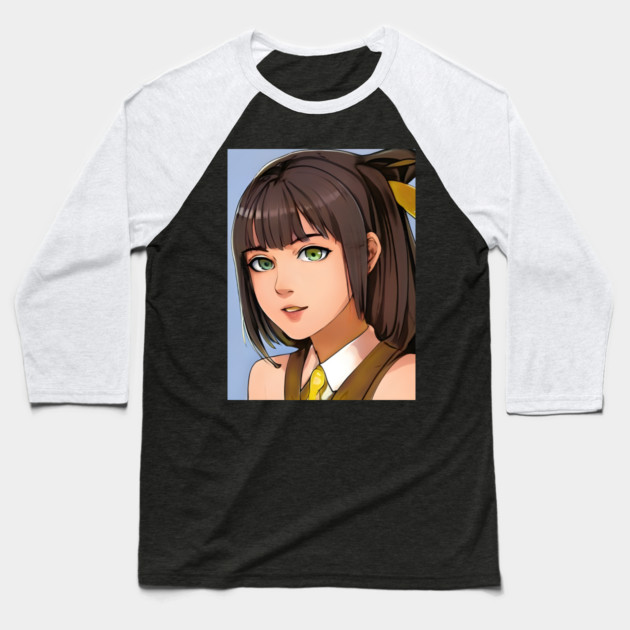 Brown hair anime school girl Baseball T-Shirt by animegirlnft