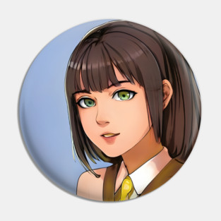 Brown hair anime school girl Pin
