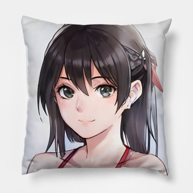 Teen school anime girl Pillow by animegirlnft