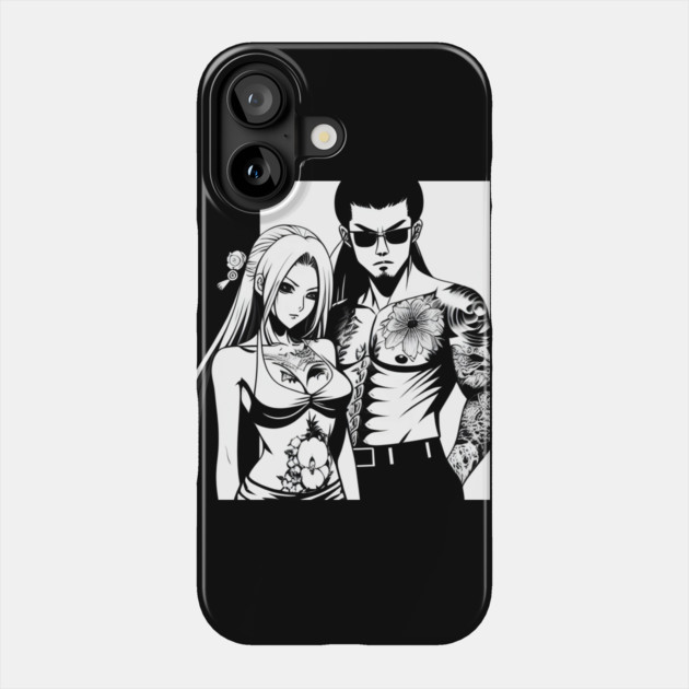 Japanese Tattoo Girlfriend Boyfriend Anime Couple Phone Case by animegirlnft