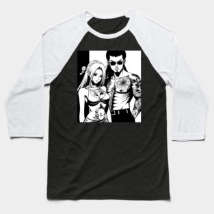 Japanese Tattoo Girlfriend Boyfriend Anime Couple Baseball T-Shirt