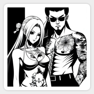 Japanese Tattoo Girlfriend Boyfriend Anime Couple Sticker