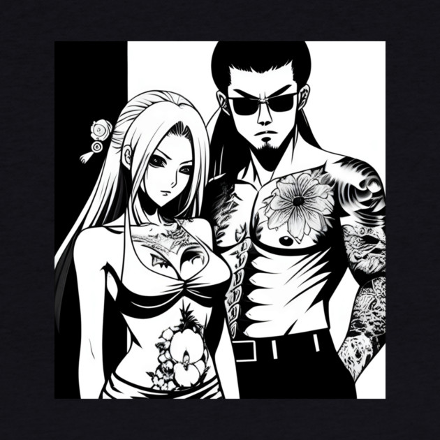 Japanese Tattoo Girlfriend Boyfriend Anime Couple by animegirlnft