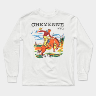 Vintage 70s Style Cheyenne, Wyoming Long Sleeve T-Shirt