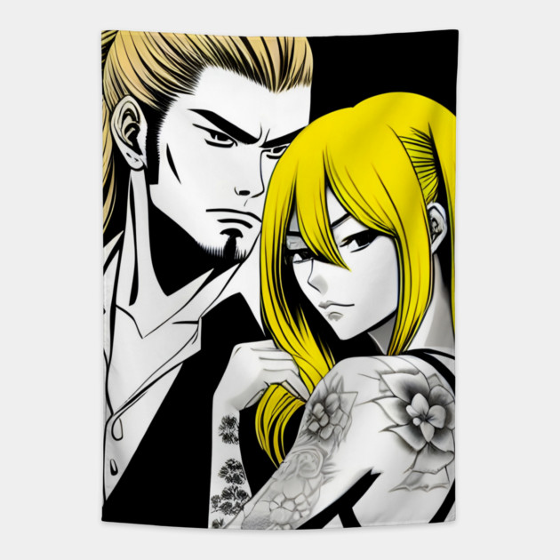 Manga Anime Boyfriend Girlfriend Tapestry by animegirlnft