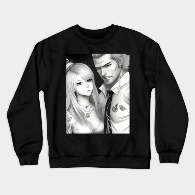 Manga husband and wife with tattoo Crewneck Sweatshirt by animegirlnft