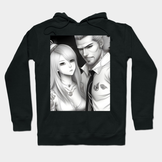 Manga husband and wife with tattoo Hoodie by animegirlnft