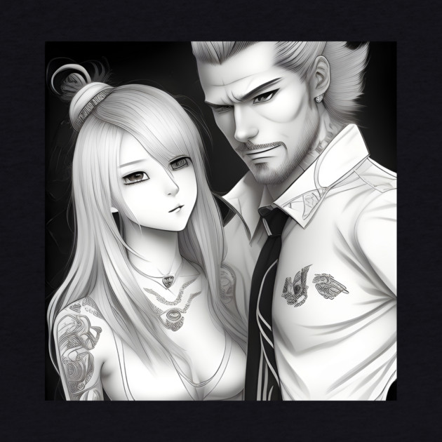 Manga husband and wife with tattoo by animegirlnft