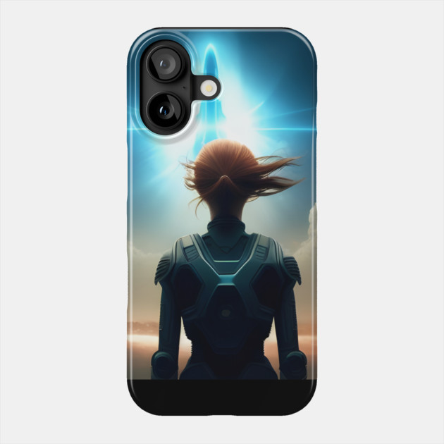 Girl astronaut witnessing rocket ship launch Phone Case by animegirlnft
