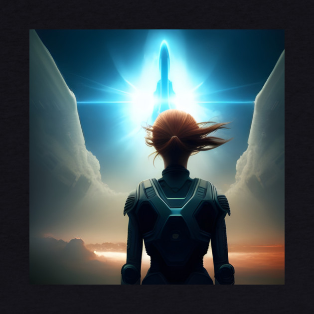 Girl astronaut witnessing rocket ship launch by animegirlnft