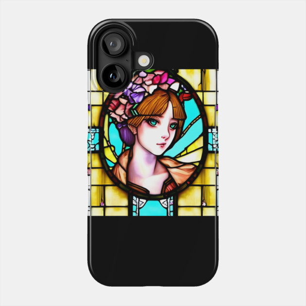 Beautiful Lady stained glass church window Phone Case by animegirlnft
