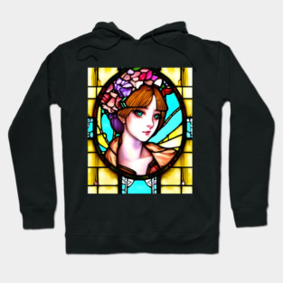 Beautiful Lady stained glass church window Hoodie