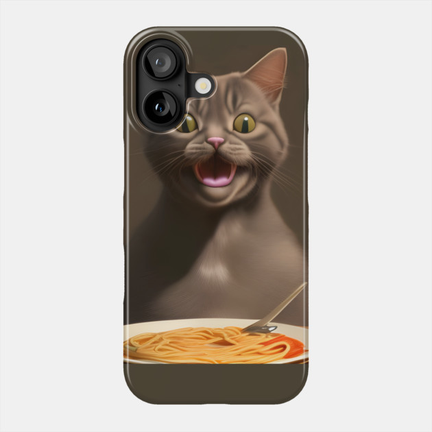 Surprise Cat Love Eating Vegan Spaghetti Phone Case by animegirlnft
